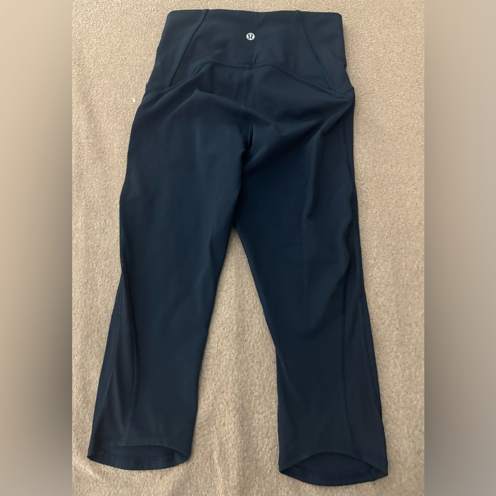 Lululemon Keep Score Mesh Crop 17" Blue High Rise Full On Luxtreme Size 4 - Picture 3 of 12